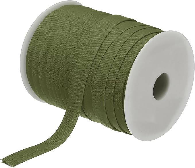 MECCANIXITY 1/2 Inch Double Fold Bias Tape Polyester Continuous Bulk Bias Tape for Sewing,Seaming Quilting Hemming Binding Crafts (Dark Green 55 Yards)