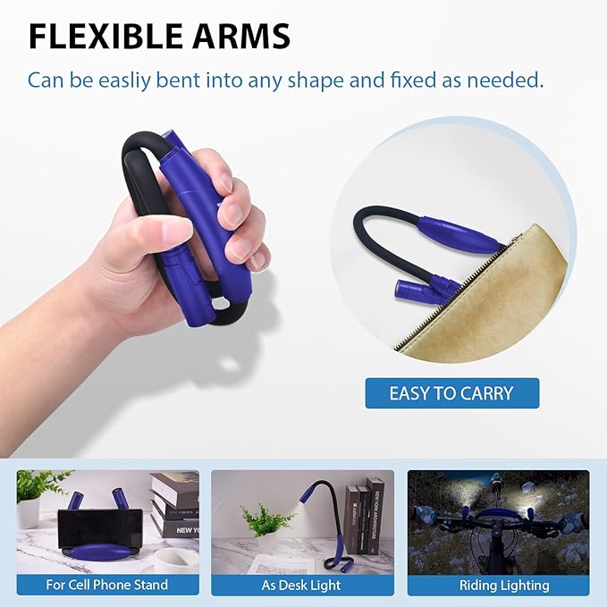 LUXJET Ideal Gift for Book Lovers, Neck Reading Light for Hands-Free Reading, 3 Color Modes, 80H Battery, Rechargeable Book Light for Women, Men, Teens, Kids - White Elephant Stocking Stuffer