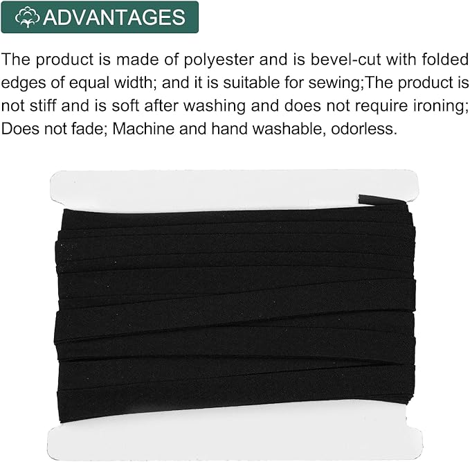 MECCANIXITY 2/5 Inch Double Fold Bias Tape Cotton Continuous Bulk Bias Tape for Sewing,Seaming Quilting Hemming Binding Crafts (Gray Black 6 Yards)