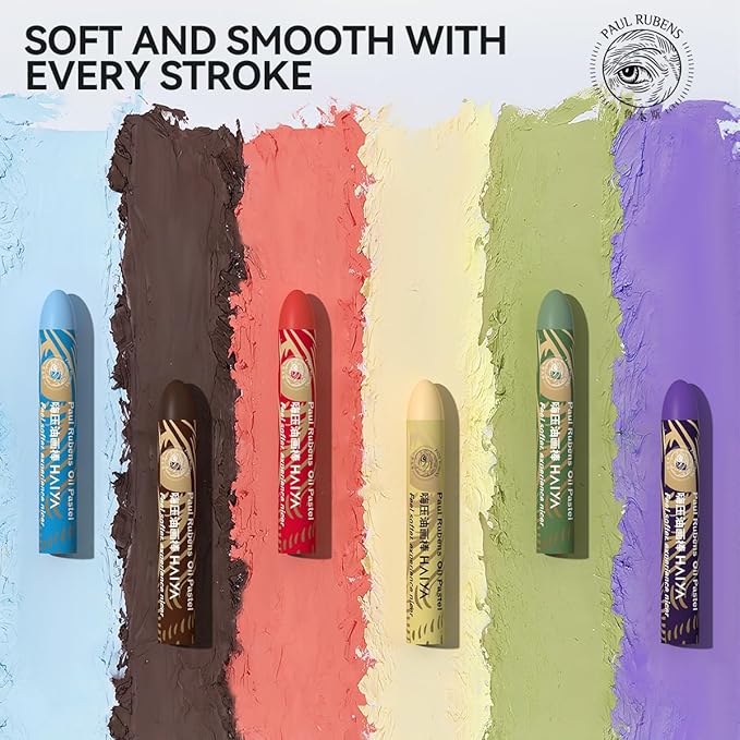 Paul Rubens Oil Pastels Set - 48 Vibrant Colors, Ultra-Soft and Creamy Texture, Easy to Blend for Artists and Beginners - Bullet Head Design for Drawing, Painting, Sketching - New Packaging