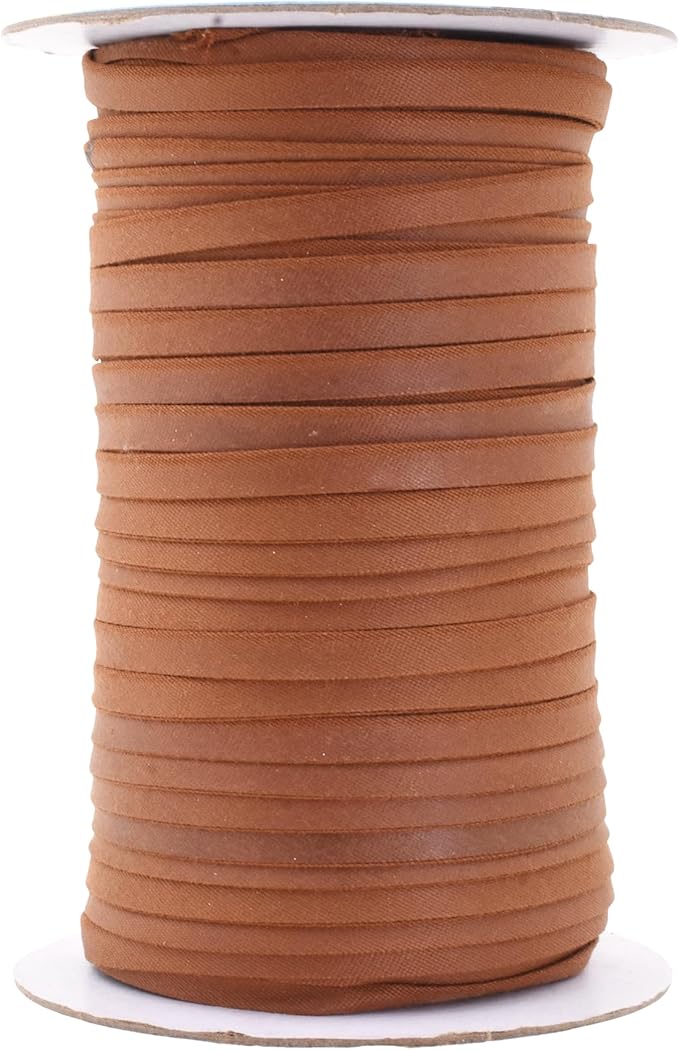 Mandala Crafts 55 Yards 1/4 Inch Russet Brown Double Fold Bias Tape for Sewing - Bias Binding Tape for Quilting Binding, Hemming, Seam, and Fabric Piping