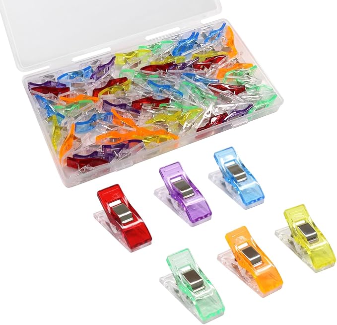 Coideal Small Sewing Fabric Clips, 48 Pcs Mini Multipurpose Quilt Clips for Quilting Crafts, Assorted Bright Colors with Plastic Box (Multicolored)