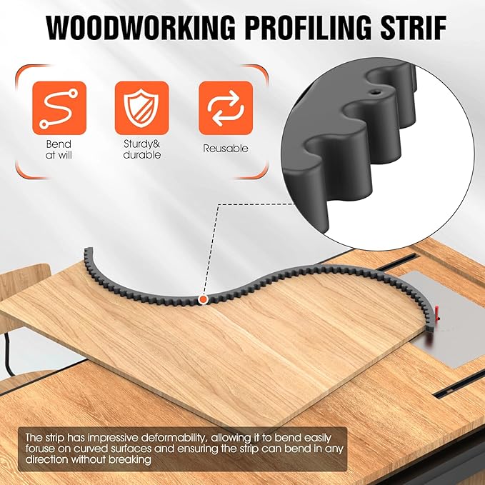Router Templates for Woodworking,78" Plastic Woodworking Profiling Strip & Edge Guide Kit for Precision Trimming, Fits Bosch DeWalt Makita Routers, DIY Furniture Cabinet Table Edge Molding Jig (Black)