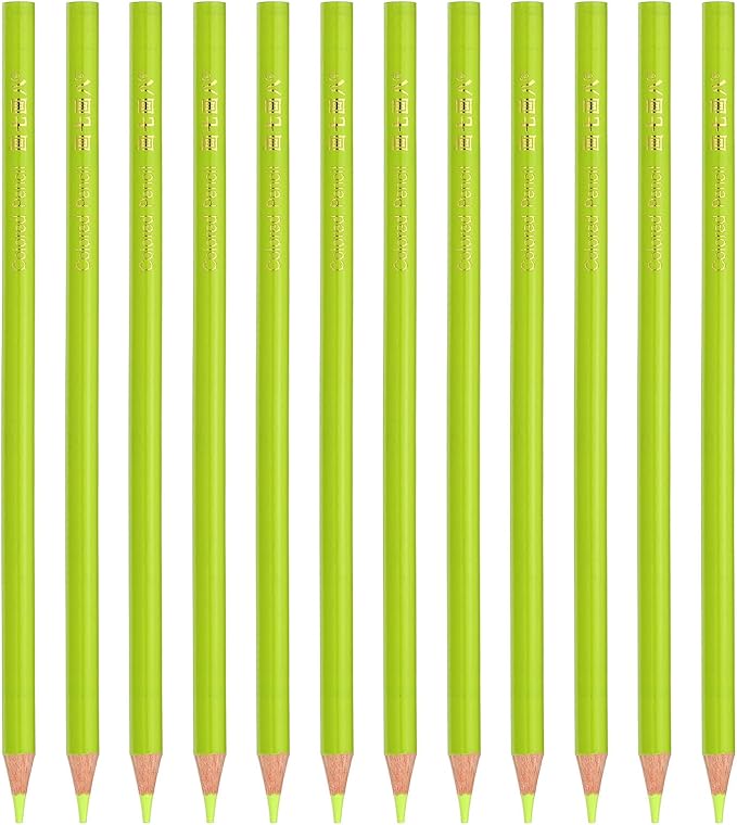 PATIKIL Light Green Colored Pencils Set,12 Pcs Oil Color Pencils Wooden Coloring Drawing Pencil for Artists Art Painting