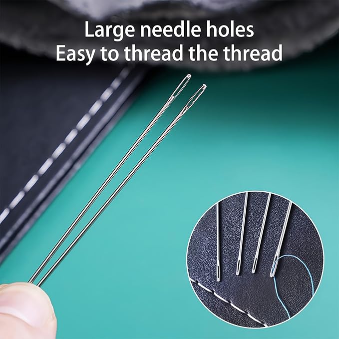 Big Eye Steel Sewing-Needles Kit, 2025 New Stainless Steel-Needles for Hand Sewing, Handmade Quilting for DIY-Craft Lovers