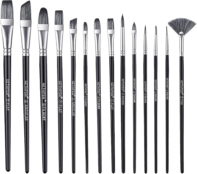 Paint Brushes,Paint Brushes Set for Acrylic Painting,Small Paint Brush,14Pcs Oil Watercolor Acrylic Paint Brush,Artist Paintbrushes for Body Face Rock Canvas,Kids Adult Drawing Arts Crafts Supplies