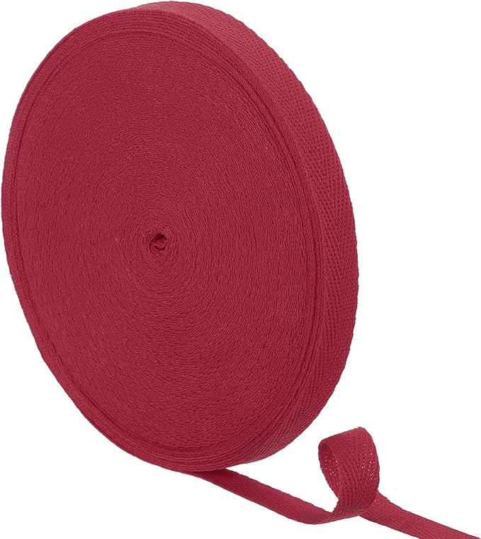 uxcell 23 Yards Cotton Twill Tape, 1/2-inch Herringbone Webbing Ribbon Bias Binding Tapes for Clothes Sewing, DIY Crafting (Dark Red)