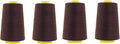 Mandala Crafts 4 Pack of Serger Threads Cones Spools - 20S/2 24000 Yards Polyester Dark Brown Threads for Sergers Machine and Overlock Quilting Sewing Machine