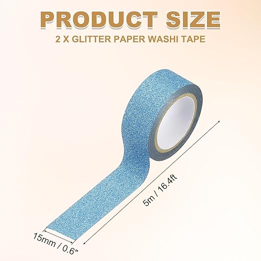 PATIKIL 2Roll Glitter Paper Washi Tape, Glitter Film Decorative Tape for DIY, Blue