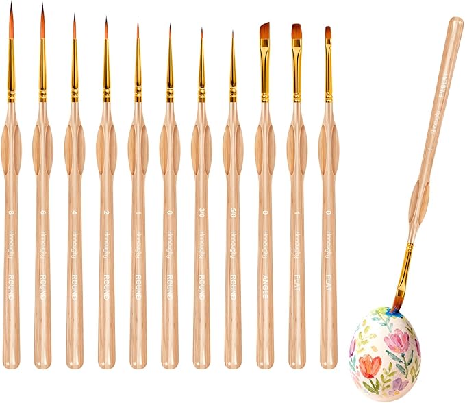 Miniature Paint Brushes Set 12pcs, Paint Brushes for Acrylic Painting, Art Supplies for Oil, Watercolor Detailing Models Rock Body Face Nail Drawing Artist Gifts, Triangular Handles Wood