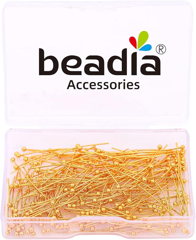 18K Gold Plated Ball Head Pins Non Tarnish 30mm 200pcs for Jewelry Making Findings