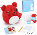 Crochet Kit for Beginners - Fox Crochet Kit, Learn to Crochet, All You Need in, Step-by-Step Video Tutorial, Instruction, Soft Yarn, Holiday, Birthday Gift for Adults, Teens