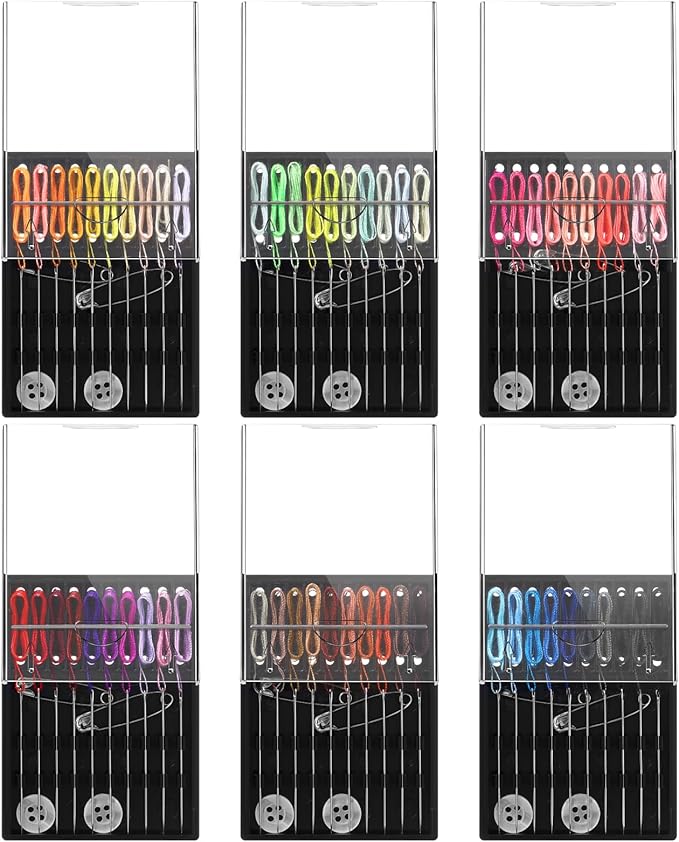 Hestya 12 Boxes (120 Pcs) Pre Threaded Needle Kit Assorted Color (Multicolor)