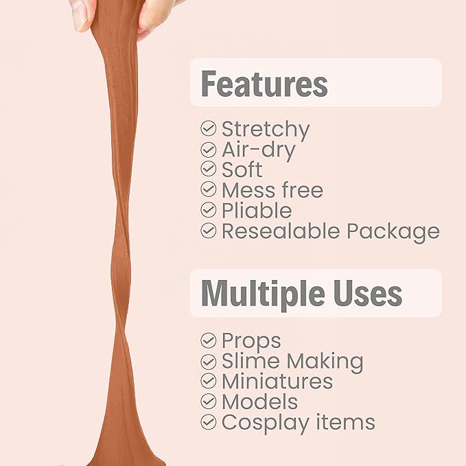 BOHS Chocolate Brown Modeling Foam Clay - 500g, No Cracks,No Stains,Soft, Air Dry -for Flower Mirror,Cosplay,Fake Bake, Slime Supplies - 1.1 Lbs
