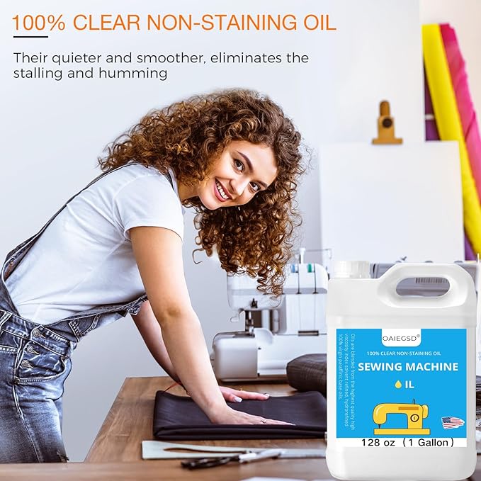 128 oz Fine Light Sewing Machine Oil and Lubricant, Commercial & Industrial Mineral Sewing Machine Oil for Lubricating Moving Parts of Textile Machinery, by OAIEGSD