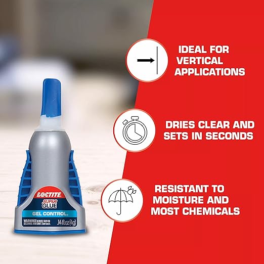 Loctite Super Glue Gel Control, Clear, 0.14 fl oz Bottle, 6 Pack - Superglue for Plastic, Wood, Metal, Crafts & Repair, Cyanoacrylate Adhesive Instant Glue, Quick Dry