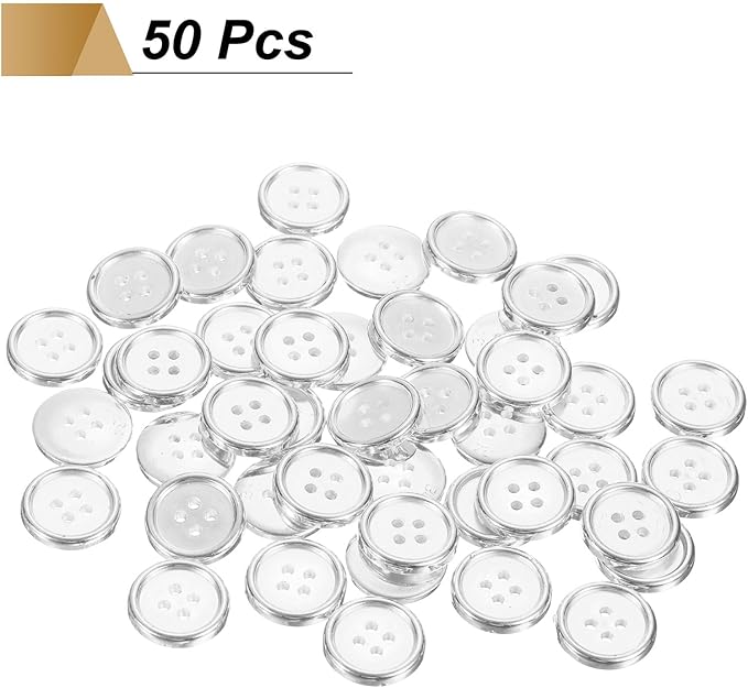 HARFINGTON 50pcs 34L Plastic Sewing Buttons 21mm 5/6" 4-Hole Round Replacement Craft Button for Coats Sewing Clothing and DIY, Silver