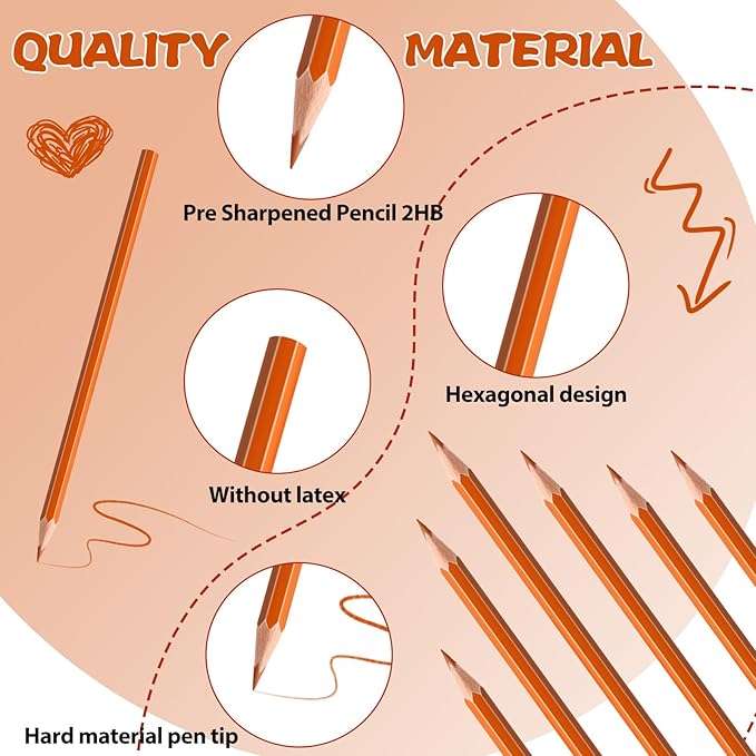 24 PCS Orange Colored Pencils, Pre-sharpened Professional Wooden Art Pencils Set for Artists Painting | Premium Drawing Sketching Supplies (Orange)