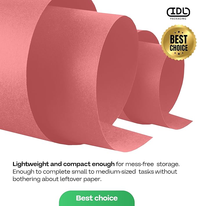 Pink Kraft Paper Roll 12" x 1200" (100 feet) with Cutter - USA-Made Wrapping Paper for Packing, Moving, Shipping & Crafts/Arts - 100% Recyclable Natural Craft Material by IDL Packaging
