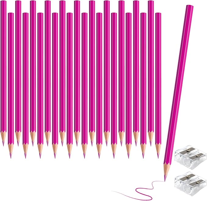 24 PCS Pink Colored Pencils, Pre-sharpened Professional Wooden Art Pencils Set for Artists Painting | Premium Drawing Sketching Supplies(Pink)