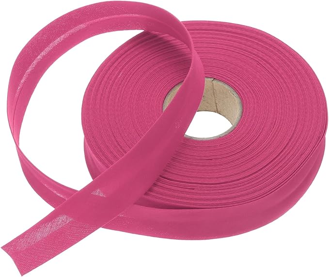 MECCANIXITY 1 Inch Single Fold Bias Tape Polyester Continuous Bulk Bias Tape for Sewing,Seaming Quilting Hemming Binding Crafts (Rose Red 25 Yards)