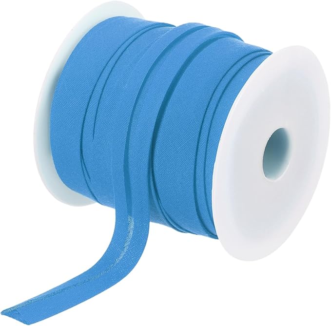 MECCANIXITY 1/2 Inch Single Fold Bias Tape Polyester Continuous Bulk Bias Tape for Sewing, Seaming Quilting Hemming Binding Crafts (Blue 25 Yards)