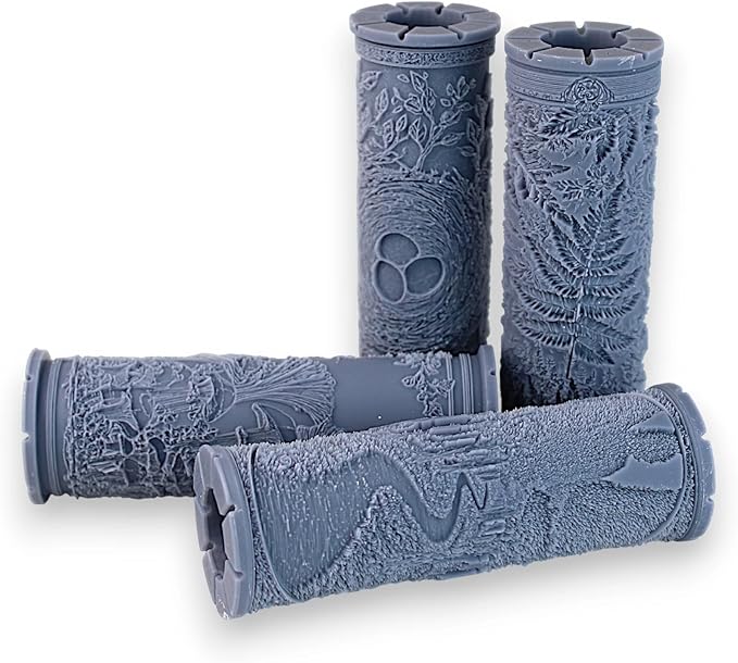 Forest Features Collection 4-Pack Clay Texture Rollers (4") - Forest Set #01 - Embossing Pattern Rollers for Polymer & Ceramic Clay, Pottery & Crafts