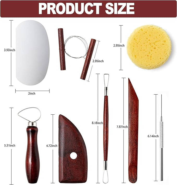 LINPHCEY 8-Piece Clay Sculpting Tools Set Perfect for Polymer Air Dry Modeling Clay Beginners & Professionals Ideal for DIY Pottery & Ceramics Tools for Clay Sculpey Sculpting & Crafting