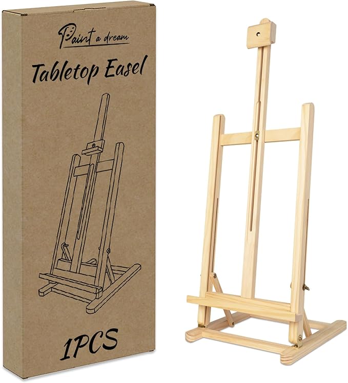 31 Inch H-Frame Tabletop Easel for Painting - Adjustable Portable Wooden Easel, Sturdy & Stable Art Easel for Adults, Artists, Beginners, Holds Canvas up to 24" - Perfect for Home and Studio