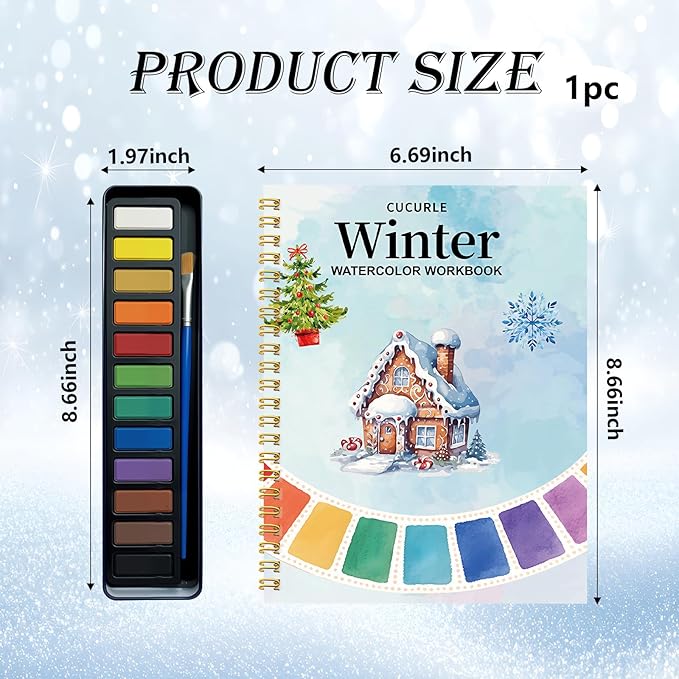 Beginner Watercolor Workbook with 12 Colors - Watercolor Paint Book & Art Gift for Beginners and Adults (Winter)