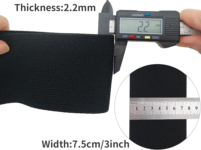 Black Wide Knit Elastic Band for Sewing 3 inch 5yards Double-Side Twill Woven Elastic Heavy Stretch Elastic Spool Band for Pants Waist-Wigs-Skirts-Craft-DIY Projects