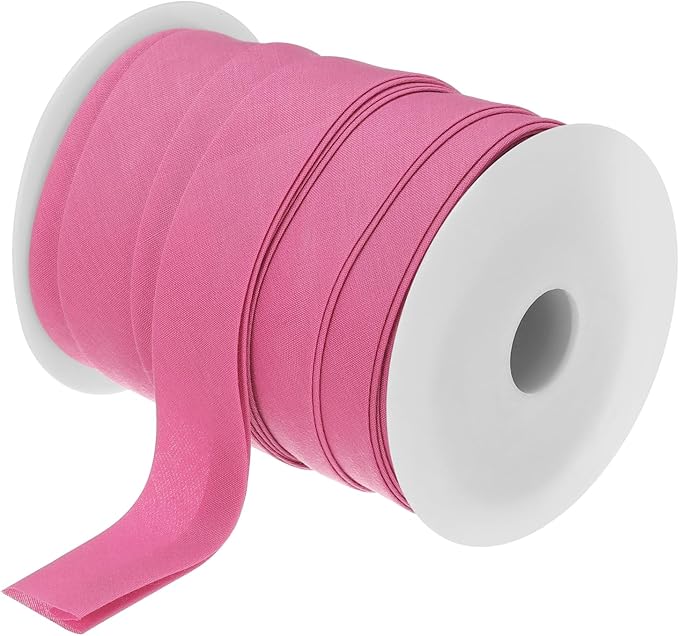 MECCANIXITY 1 Inch Double Fold Bias Tape Polyester Continuous Bulk Bias Tape for Sewing,Seaming Quilting Hemming Binding Crafts (Rose Red 25 Yards)