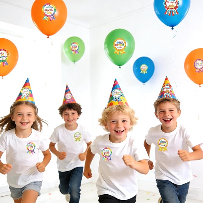 240 Pcs Happy Birthday Badge Stickers, It's My Birthday Stickers for Kid Home Classroom Party Decoration (2.8×3.7 inch)