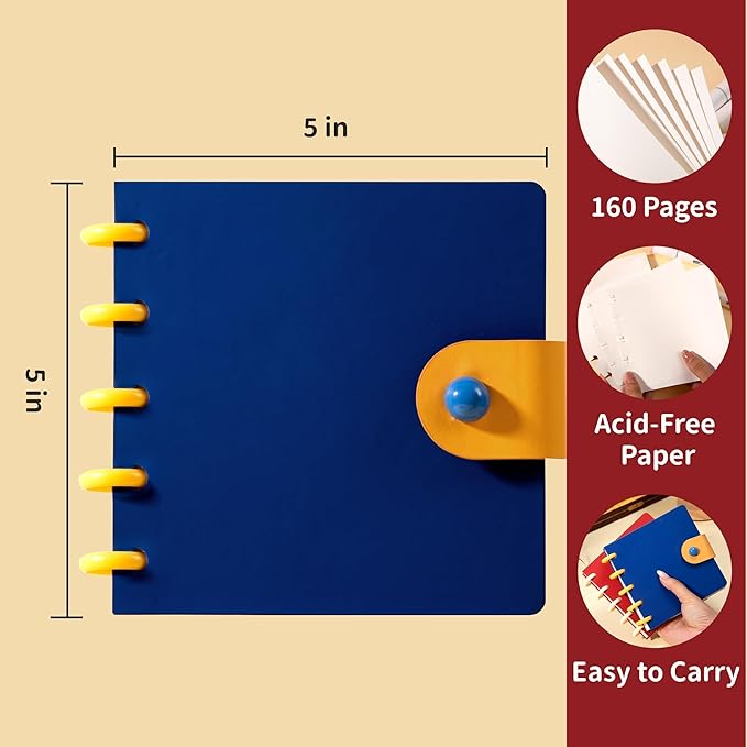 Yoment Small Sketchboook for Drawing 5x5 Sketchbook for Kids Removable Sketch Boook 160 Pages Square Sketch Pad Travel Blank Drawing Book for Beginners,Artists,Gift Boxed,Blue