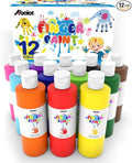 ABEIER Washable Finger Paint Bulk Pack for Toddlers, Safe Non-Toxic, 12 Vibrant Colors (8.45 Fl oz), Baby Safe Paint for Hand and Feet, Mess Free Art Supplies for Kids, Ages 1-3 4 5 6+