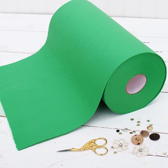 Threadart Premium Felt Roll - 12" x 10yd - Kelly Green | Soft Wool-Like Feel | 1.2mm Thick Fabric for DIY Crafts, Sewing, Crafting Projects | Compatible with Cricut Maker