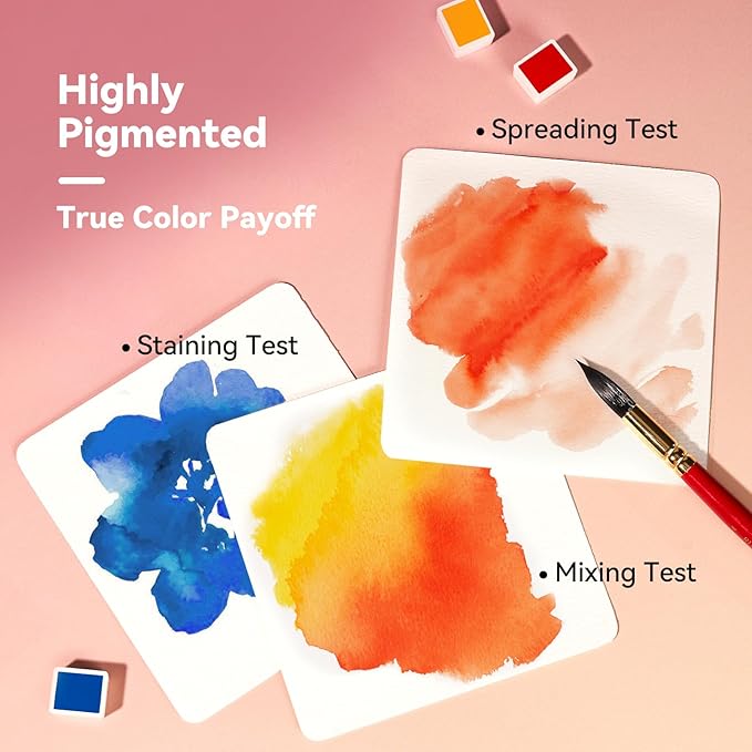 Paul Rubens Watercolor Paint Set, 48 Colors Solid Watercolor Paint, Easy To Blend And Diffuse Watercolor Palette, Compact And Portable Travel Watercolor Set Suitable For Beginners And Professionals