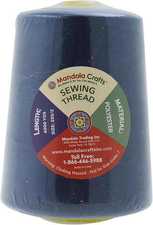 Mandala Crafts 4 Pack of Serger Threads Cones Spools - 20S/2 24000 Yards Polyester Navy Blue Threads for Sergers Machine and Overlock Quilting Sewing Machine