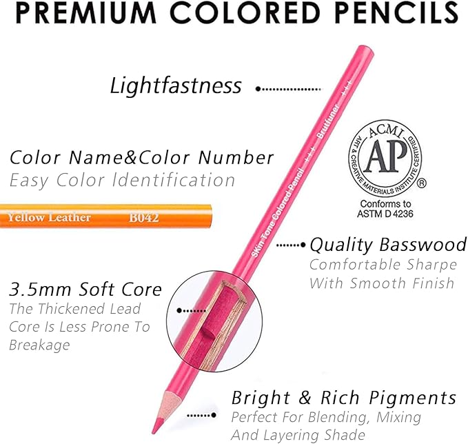 LBW 72 Skin Tone Colored Pencils for Adult Coloring Pencils, Oil Based Soft Core Professional Color Pencils Set for Artists Beginners Drawing Coloring Sketching Blending