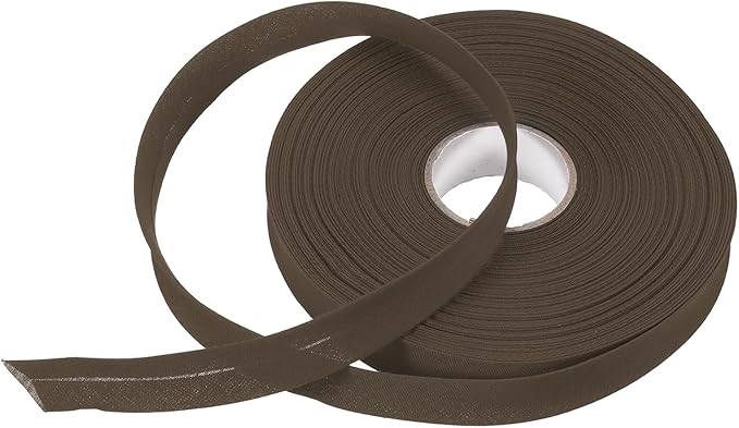 MECCANIXITY 3/4 Inch Single Fold Bias Tape Polyester Continuous Bulk Bias Tape for Sewing, Seaming Quilting Hemming Binding Crafts (Brown 25 Yards)