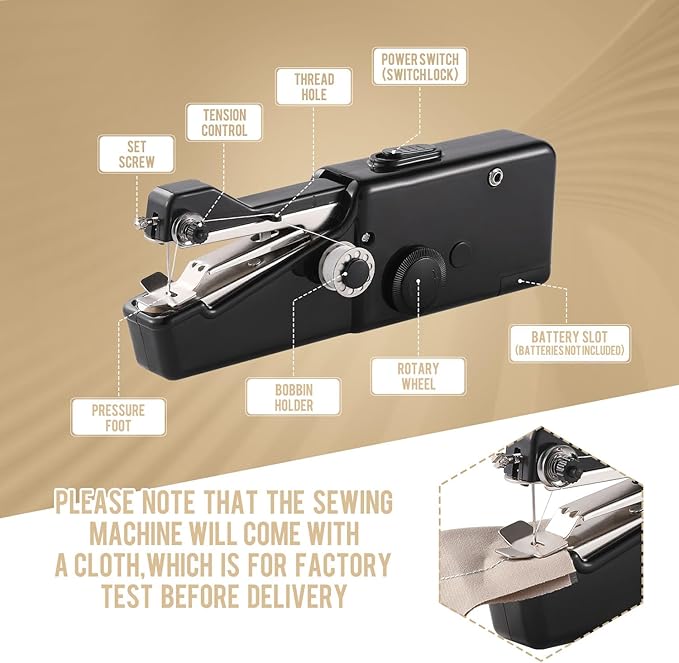 Handheld Sewing Machine CS101,Sewing Machines for Beginners,Portable Electric Mini and Samll Hand Held Sewing Machines Kit for Adults and Kids Black Set