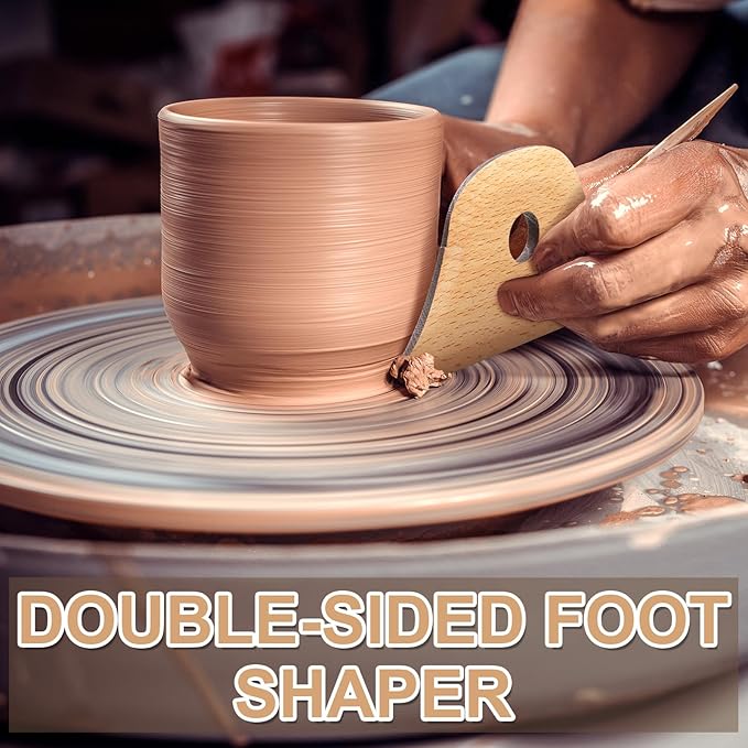 GlikCeil 20 Pieces Pottery Ribs Pottery Tools Pottery Foot Shaper Tools Pottery Trimming Tools Clay Texture Ribs Solid Beech Wood Pottery Ribs for Carving Clay Molds Clay Ceramics