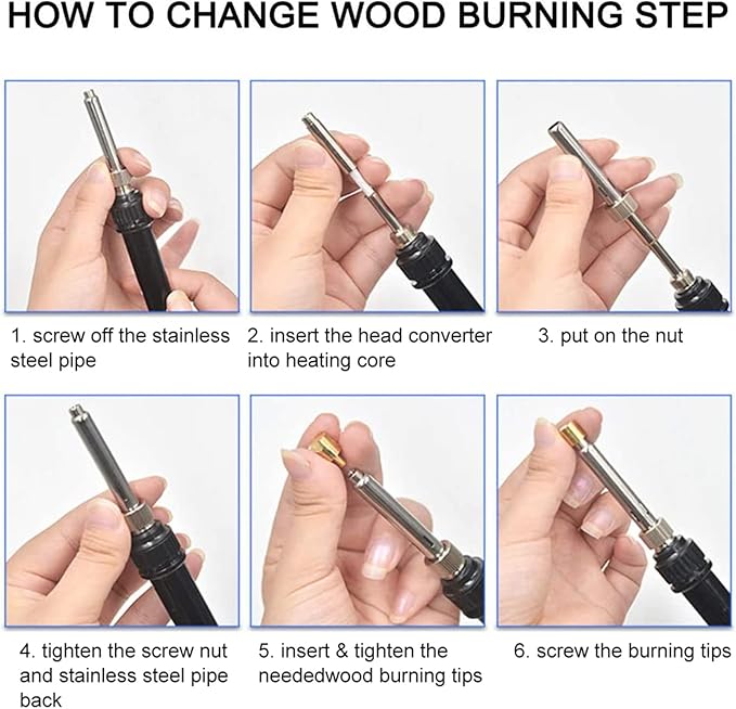 Cunyuer Wood Burning Tips, Wood Burning Tool Pen Tips, Stippling Tips for Wood Pyrography, Walnut Hollow Wood Burning Tips Only, Brass Tip Sets for Carving Embossing
