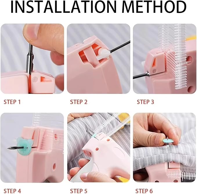 Portable Hemming Tool, Handheld Portable Sewing Machine, Includes 5 Needles, 1000 White Glue Needles& 1000 Black Glue Needles, For Quick Hemming & Repairs (Purple)