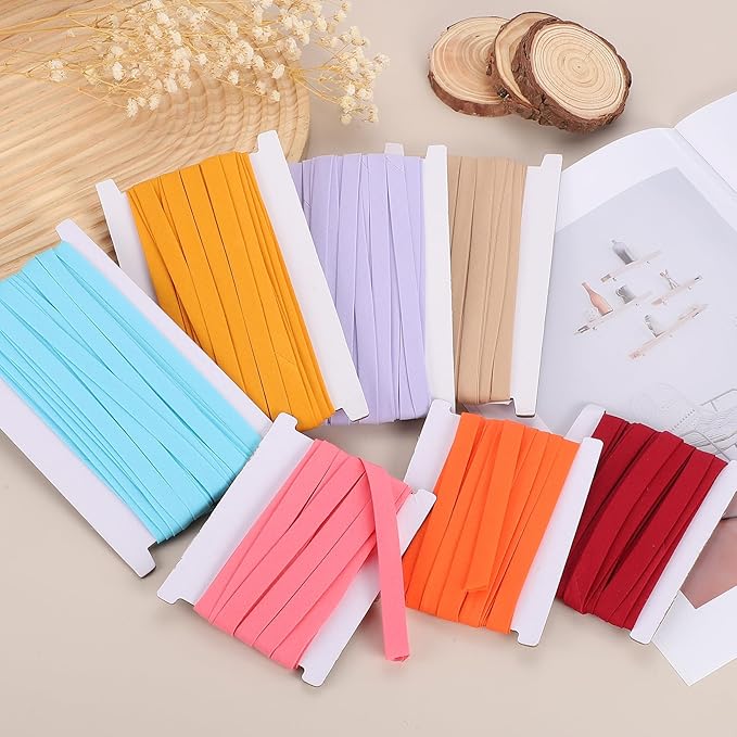 MECCANIXITY 2/5 Inch Double Fold Bias Tape Continuous Bulk Bias Tape for Sewing, Seaming Quilting Hemming Binding Crafts (Orange 12 Yards)