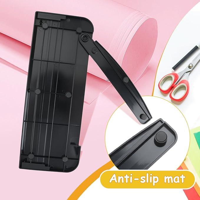 A4 Paper Cutter 12 Inch Paper Trimmer Scrapbook Supplies Tool for Craft Paper, Photo, Cardstock with Security Safeguard and Foldable Ruler（Black）
