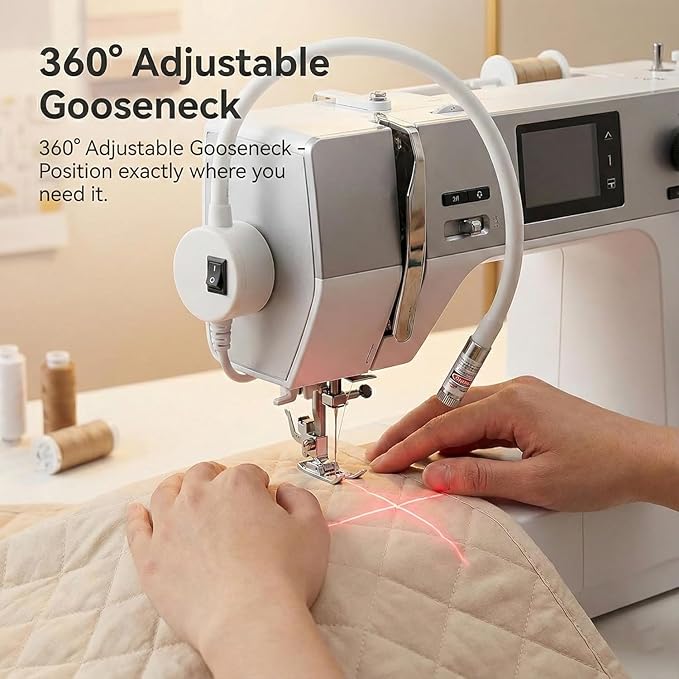 Magnetic Positioning Quilting Light for Sewing Machine, Magnetic Sewing Machine Light, Adjustable Magnetic Attachment, Sewing Light Guide for Straight Stitching, for Sewing (Dot, USB model)