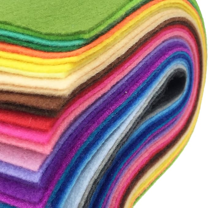 flic-flac 28pcs 12 x 12 inches (30cmx30cm) 1.4mm Thick Soft Felt Fabric Sheet Assorted Color Felt Pack DIY Craft Sewing Squares Nonwoven Patchwork