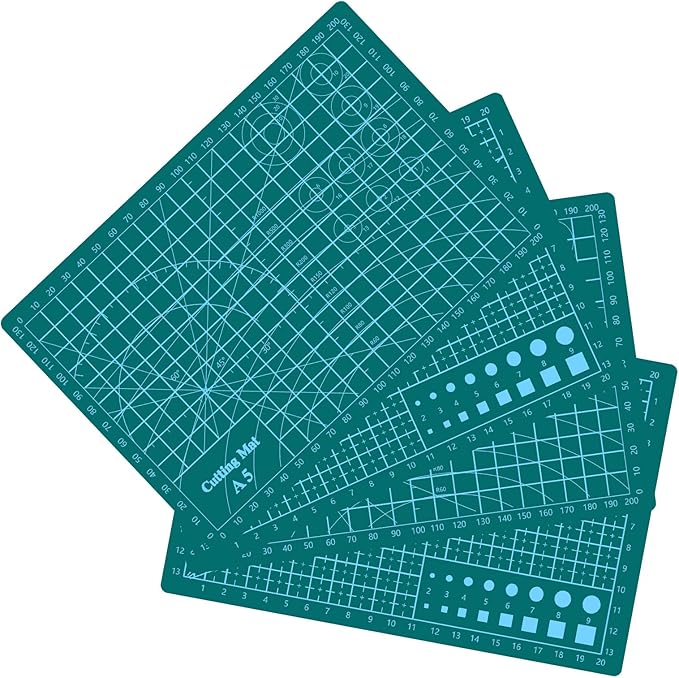 4 Pack Self Healing Sewing Mat 6 x 8.8inch Double Sided Rotary Cutting Mat for Craft Scrapbooking Art Hobby Project (Green)