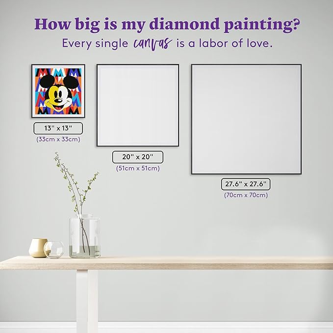 DIAMOND ART CLUB Art Deco Mickey Diamond Painting Kit, Fun DIY Crafts for Adults, Round Diamond Art Canvas, 13" x 13"